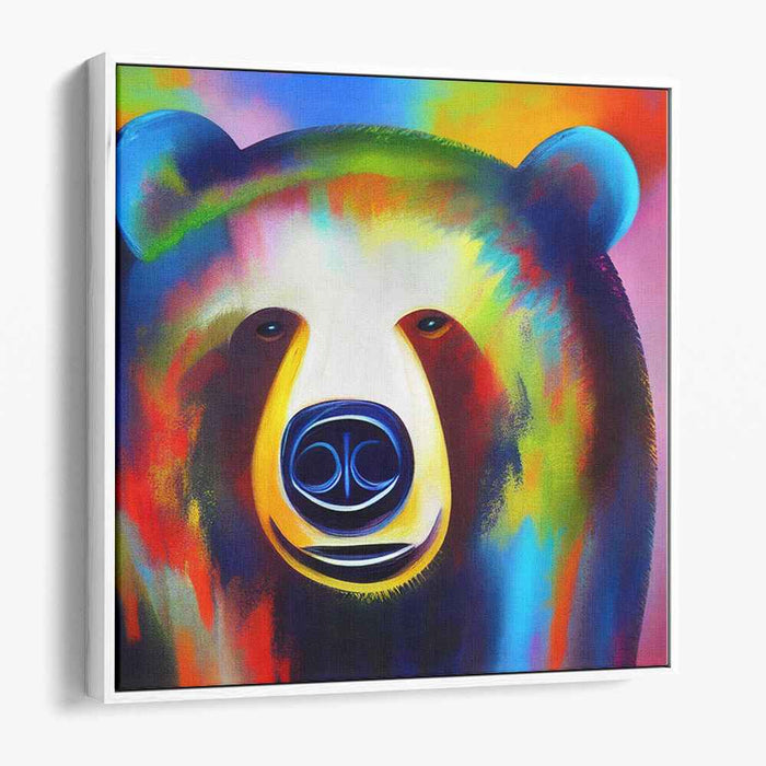 Spectral Bear: A Kaleidoscope of Color - Vibrant Wildlife Canvas Art