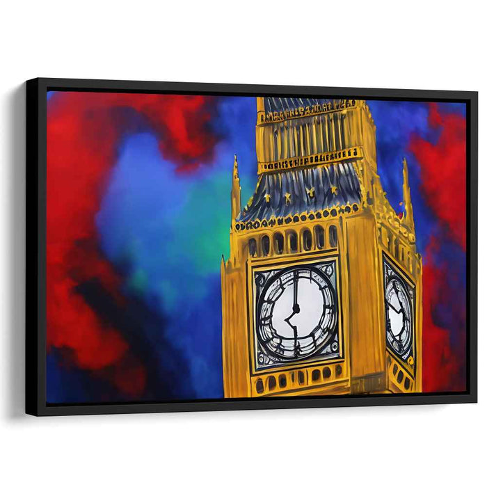 Time's Echo: Abstract Expressionist Big Ben in Golden Hues