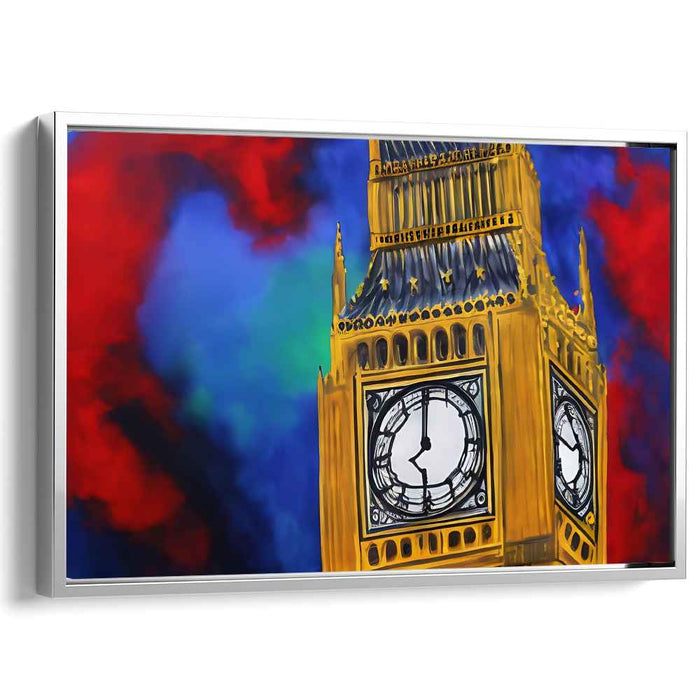 Time's Echo: Abstract Expressionist Big Ben in Golden Hues