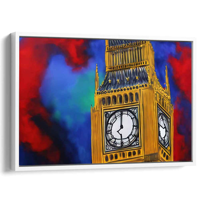 Time's Echo: Abstract Expressionist Big Ben in Golden Hues