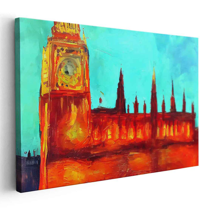 Vintage Thames Reflections: Expressive Historic London Canvas Art