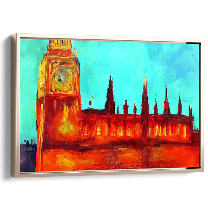 Vintage Thames Reflections: Expressive Historic London Canvas Art