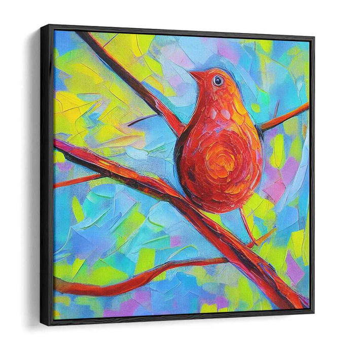 Radiant Red Bird: Fauvist-Inspired Colorful Canvas Art Print