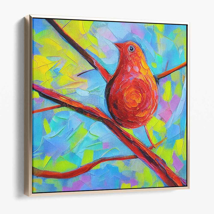 Radiant Red Bird: Fauvist-Inspired Colorful Canvas Art Print
