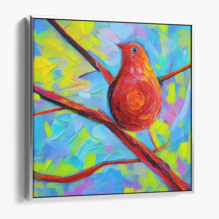Radiant Red Bird: Fauvist-Inspired Colorful Canvas Art Print