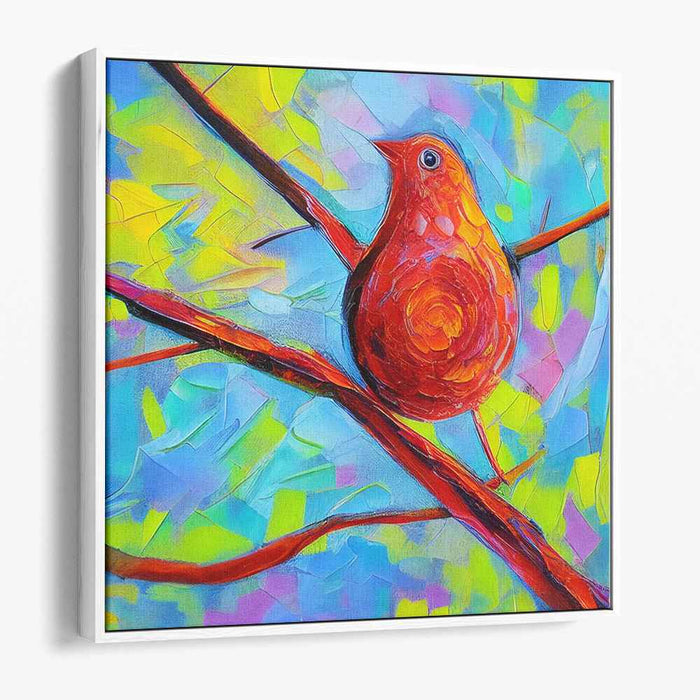 Radiant Red Bird: Fauvist-Inspired Colorful Canvas Art Print