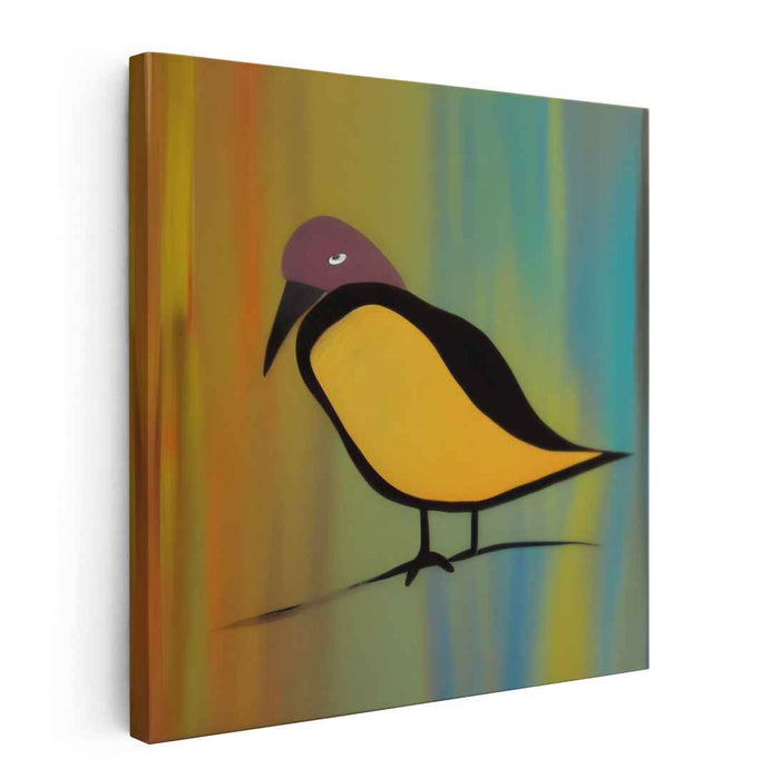 Serene Avian Elegance: Minimalist Bird in Vibrant Colors Canvas Art