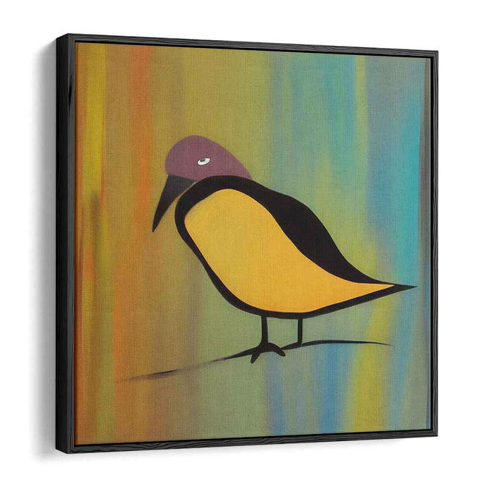 Serene Avian Elegance: Minimalist Bird in Vibrant Colors Canvas Art