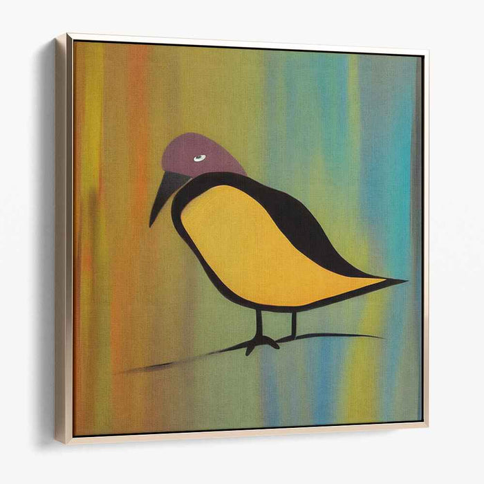 Serene Avian Elegance: Minimalist Bird in Vibrant Colors Canvas Art
