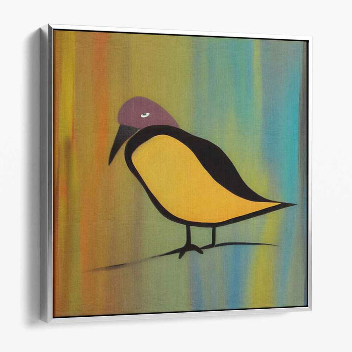Serene Avian Elegance: Minimalist Bird in Vibrant Colors Canvas Art