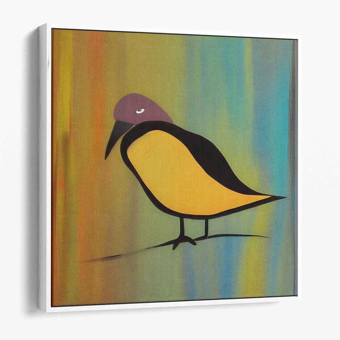 Serene Avian Elegance: Minimalist Bird in Vibrant Colors Canvas Art