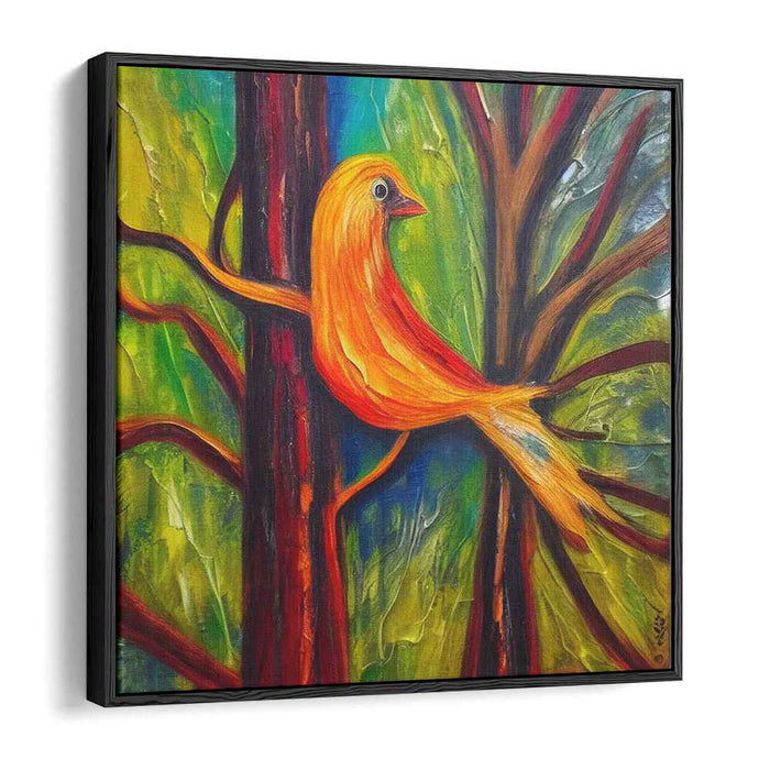 Avian Embers: Expressive Orange Bird Canvas Art Print