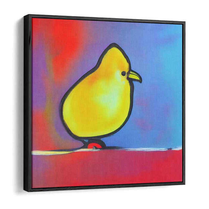 Cheerful Radiance: Vibrant Yellow Bird on Colorful Canvas Art Print