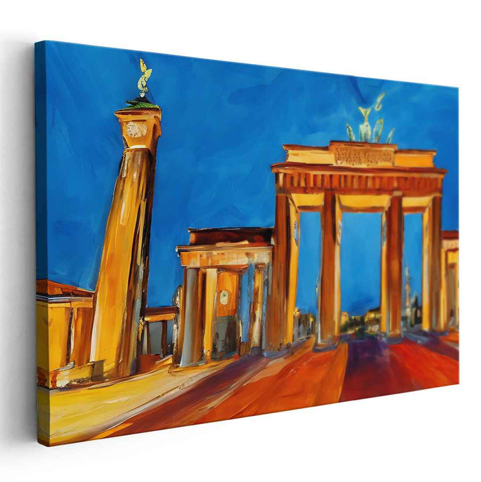 Radiant Berlin: The Brandenburg Gate in Vibrant Hues Canvas Art Print