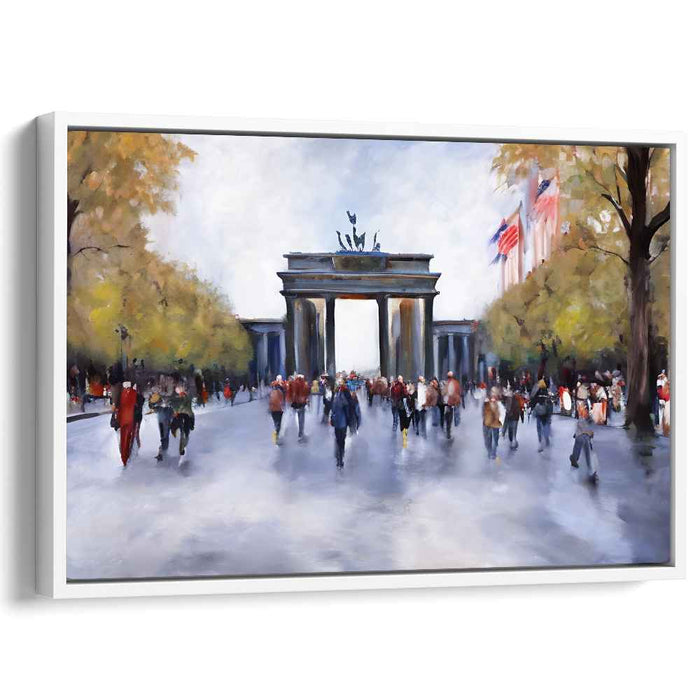 Autumn Bustle at Brandenburg Gate: Impressionist Urban Canvas Art