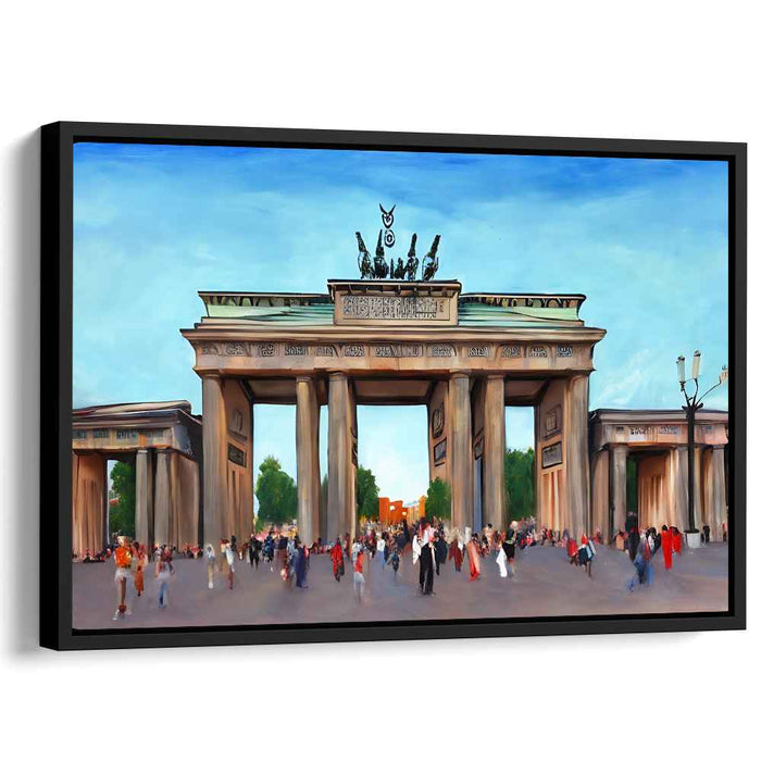 Echoes Of Time Square: Lively Scene at the Brandenburg Gate Canvas Art Print