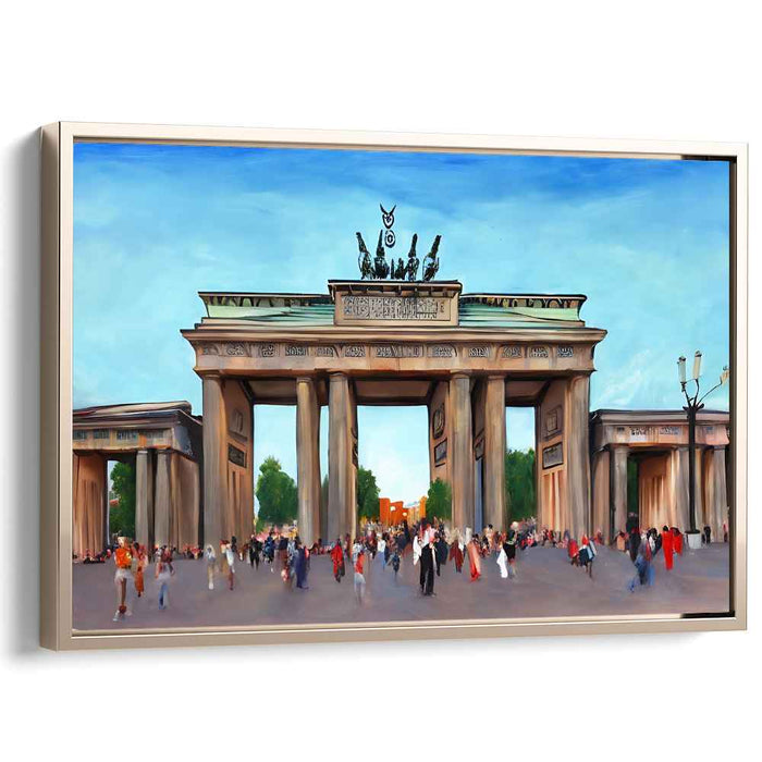 Echoes Of Time Square: Lively Scene at the Brandenburg Gate Canvas Art Print