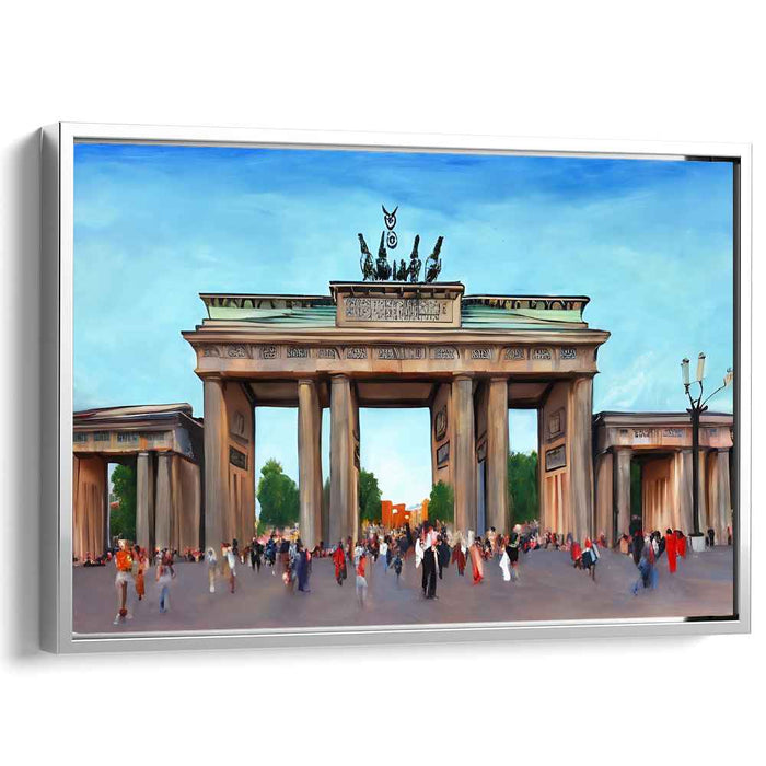 Echoes Of Time Square: Lively Scene at the Brandenburg Gate Canvas Art Print