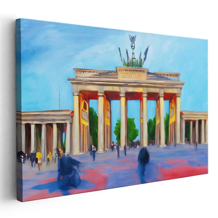 Gateways of Neon Dreams: Vibrant Depiction of the Brandenburg Gate Canvas Art Print