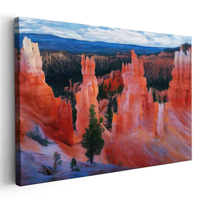 Crimson Canyon Melodies: Vibrant Landscape of Iconic Red Rock Formations Canvas Art Print