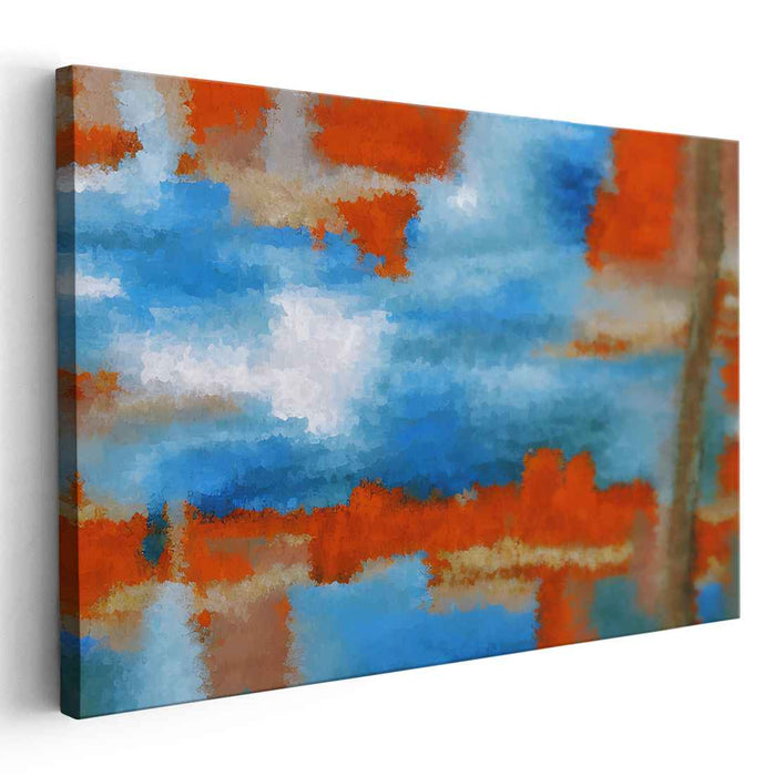 Azure and Vermilion Dance: Abstract Expressionist Canvas Art