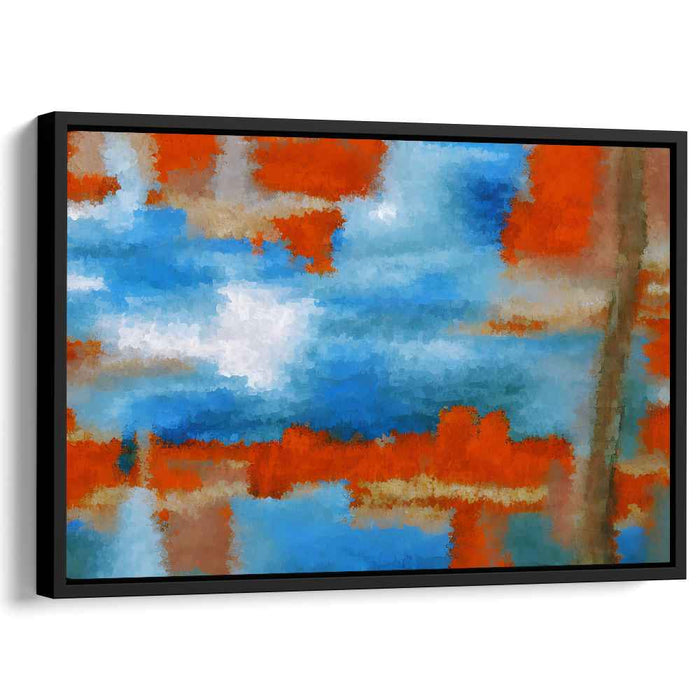 Azure and Vermilion Dance: Abstract Expressionist Canvas Art