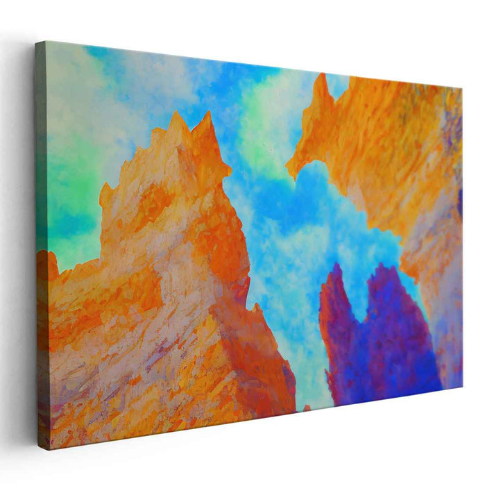 Surreal Cliffs: Abstract Expressionist Vibrant Landscape Canvas Art Print