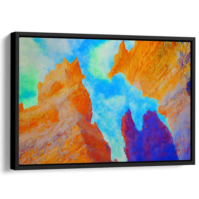 Surreal Cliffs: Abstract Expressionist Vibrant Landscape Canvas Art Print