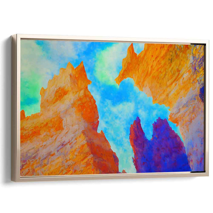 Surreal Cliffs: Abstract Expressionist Vibrant Landscape Canvas Art Print