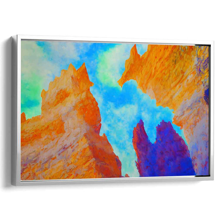 Surreal Cliffs: Abstract Expressionist Vibrant Landscape Canvas Art Print