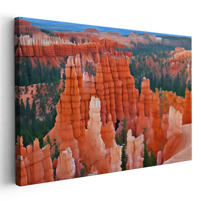 Eternal Monoliths: Vibrant Hoodoo Formations in Sunset Glow Landscape Art Print