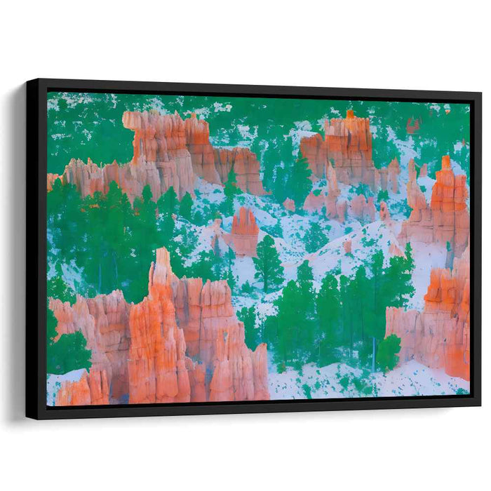 Winter's Embrace on Red Cliffs: Aerial Landscape Canvas Art
