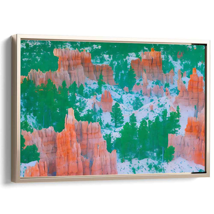 Winter's Embrace on Red Cliffs: Aerial Landscape Canvas Art