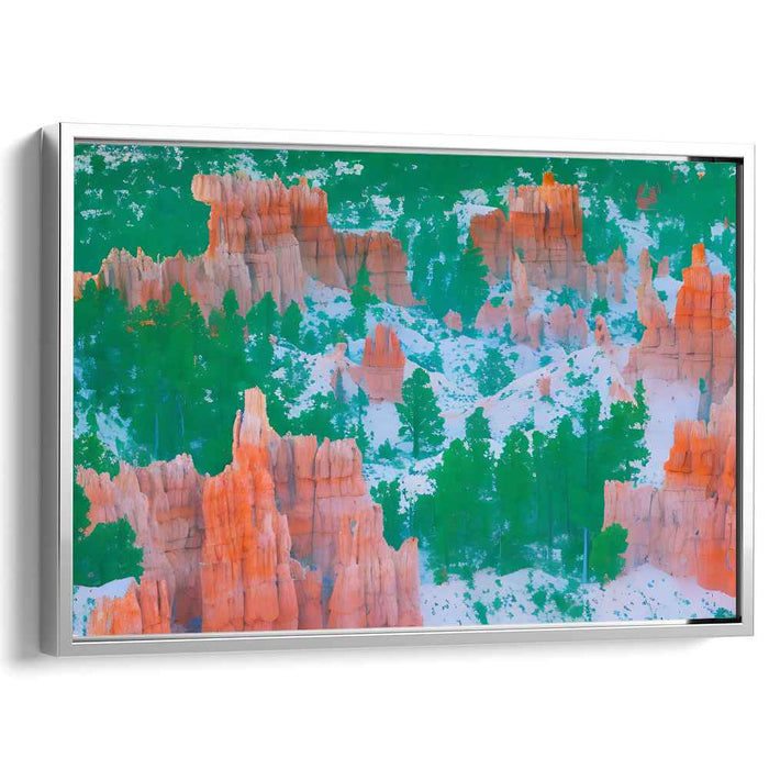 Winter's Embrace on Red Cliffs: Aerial Landscape Canvas Art