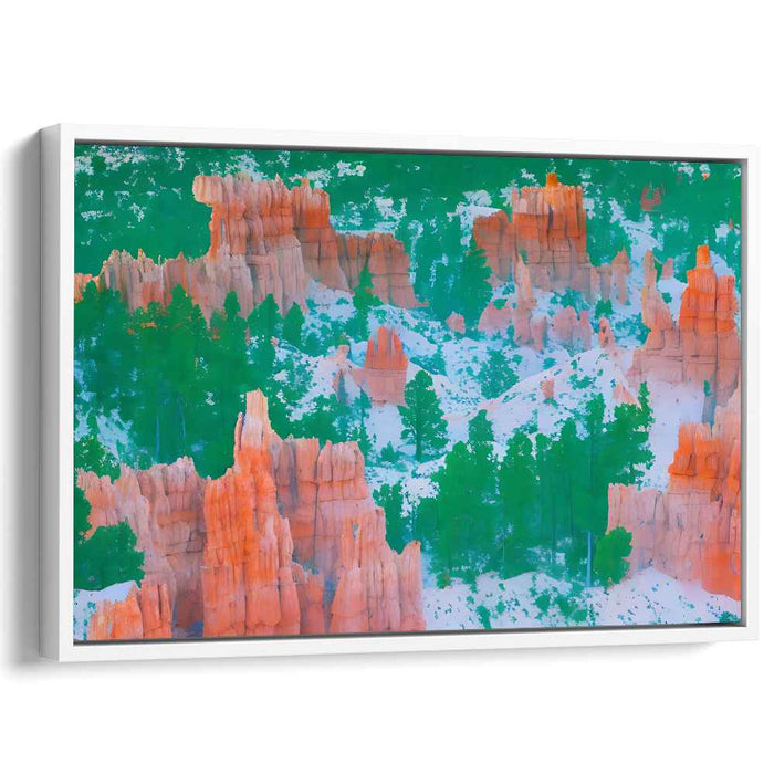 Winter's Embrace on Red Cliffs: Aerial Landscape Canvas Art