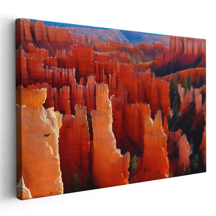 Flame Dance on Red Rocks: Bryce Canyon's Fiery Splendor Canvas Art Print