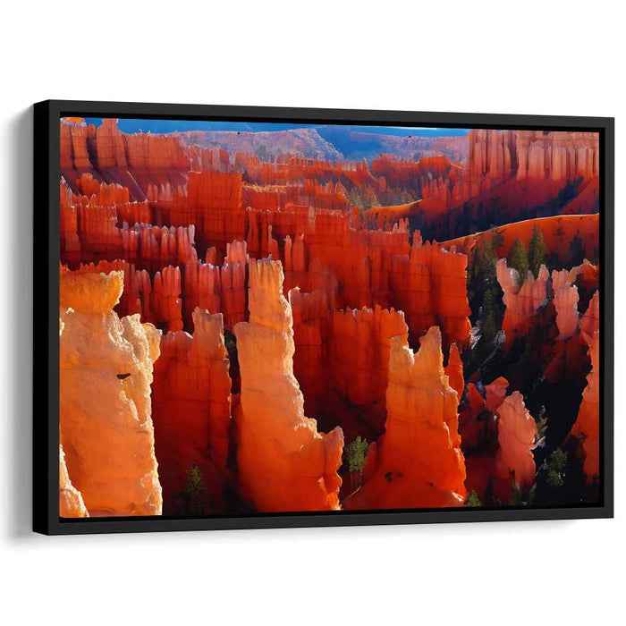 Flame Dance on Red Rocks: Bryce Canyon's Fiery Splendor Canvas Art Print