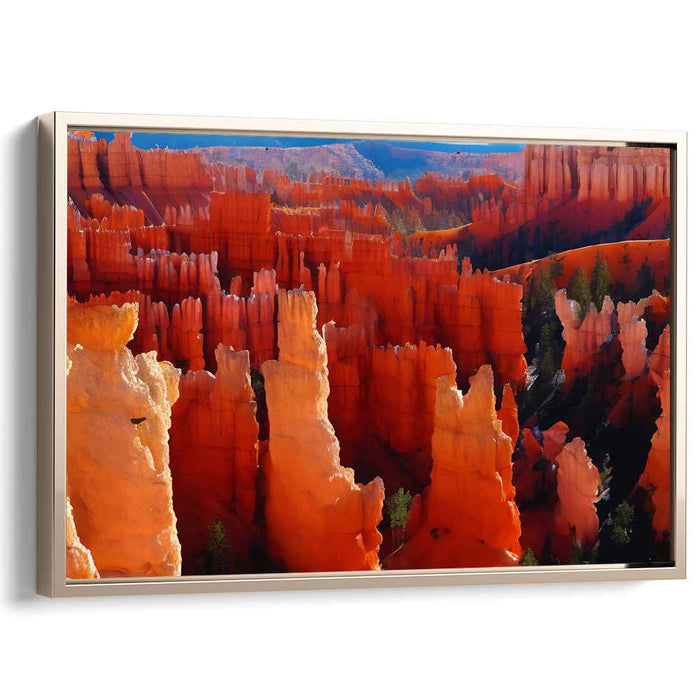 Flame Dance on Red Rocks: Bryce Canyon's Fiery Splendor Canvas Art Print