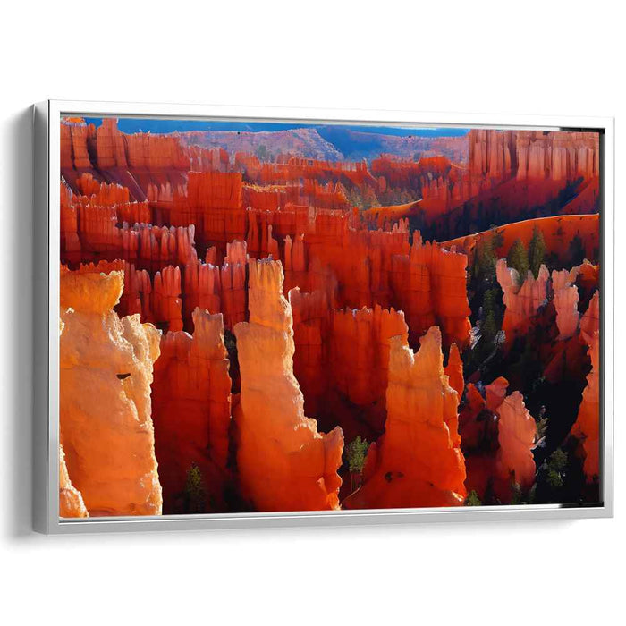 Flame Dance on Red Rocks: Bryce Canyon's Fiery Splendor Canvas Art Print