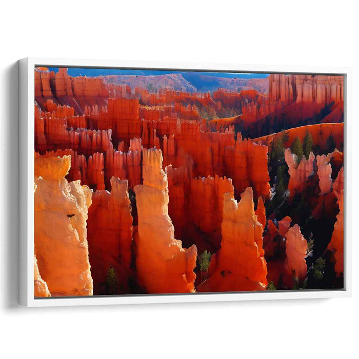 Flame Dance on Red Rocks: Bryce Canyon's Fiery Splendor Canvas Art Print