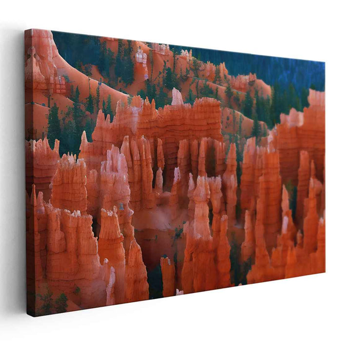 Vivid Bryce Canyon: Majestic Hoodoos in Vibrant Colors Canvas Art Print