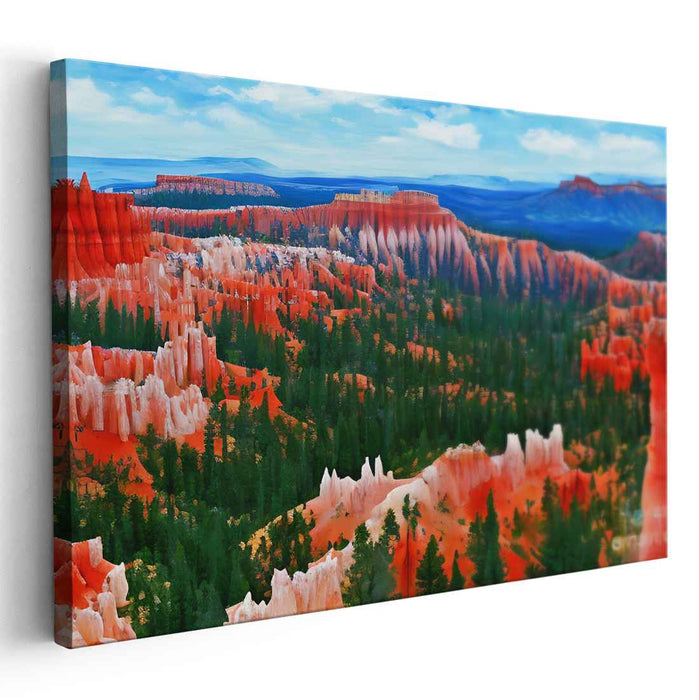 Crimson Echoes of Earth's Heart: Vibrant Red Rock Landscape Canvas Art Print