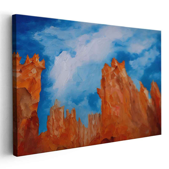 Majestic Desert Skies: Textured Canyon Landscape Canvas Art Print