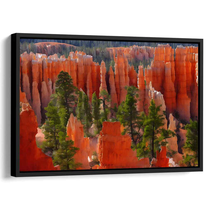 Canyon's Crimson Embrace: Captivating Red Rock Formations of Bryce Canyon Canvas Print
