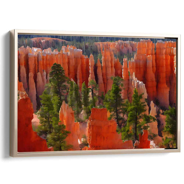Canyon's Crimson Embrace: Captivating Red Rock Formations of Bryce Canyon Canvas Print