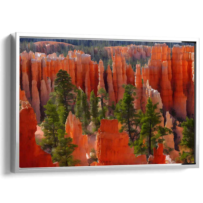 Canyon's Crimson Embrace: Captivating Red Rock Formations of Bryce Canyon Canvas Print