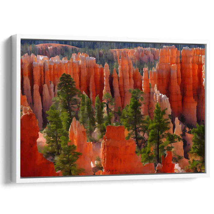 Canyon's Crimson Embrace: Captivating Red Rock Formations of Bryce Canyon Canvas Print