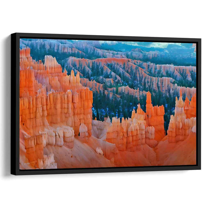 Tangerine Monoliths: Impressionist Landscape of Majestic Orange Hoodoos Canvas Art