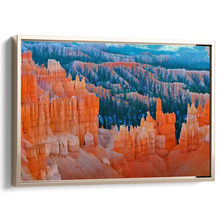 Tangerine Monoliths: Impressionist Landscape of Majestic Orange Hoodoos Canvas Art