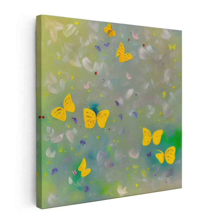 Dancing Butterflies: Whimsical Yellow Butterflies on Ethereal Canvas